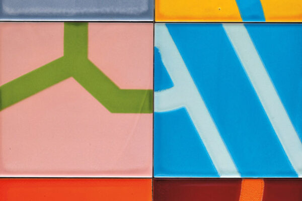 CERAMICA DEI CHINI: DECORO G 39 WOODMAN FORME E COLORI IN COMPOSIZIONE 20X20 CM