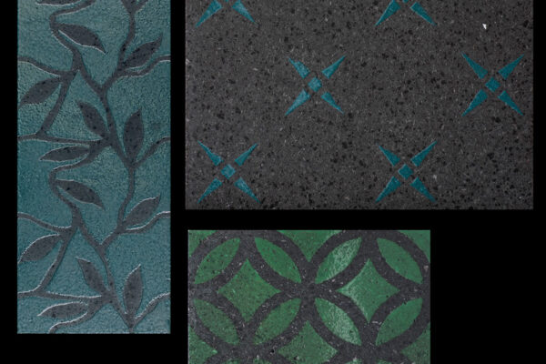 DECORO D 86 TRAMA FOGLIA SETA
TURCHESE 20X60 CM
DECORO C 98 SIRIO SETA TURCHESE
30X30 CM
DECORO E 59 CERCHI VERDE
20X20 CM